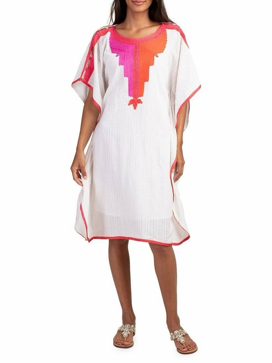 Trina Turk Dresses & Skirts - Trina Turk Mirah Embroidered White Kaftan‎ Mini Dress